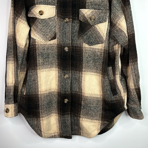 Buffalo David Bitten Brown Plaid Button Up Shacket Large - Picture 3 of 10